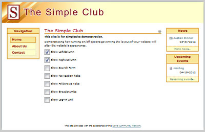 Layout - show left and right column options only